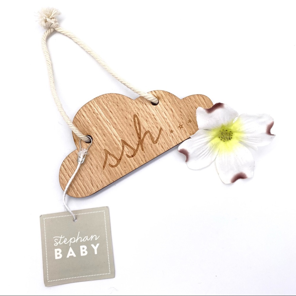 NWT Stephan Baby Beech Wood Shh Cloud Sleep Sign
